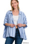 Zenana Woven Yarn-Dye Stripe Oversized Button Down Shirt