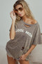 BiBi Washed Laser Cut Detail Cool Mom Print Top