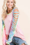 BiBi Jersey Knit Top with Tie Dye Laser Cut Sleeves