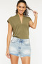Kancan High Rise Raw Hem Denim Shorts