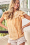 BiBi Tiered Ruffle Neck Tie Dye Top