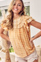 BiBi Tiered Ruffle Neck Tie Dye Top