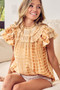 BiBi Tiered Ruffle Neck Tie Dye Top