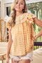 BiBi Tiered Ruffle Neck Tie Dye Top
