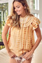 BiBi Tiered Ruffle Neck Tie Dye Top