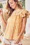 BiBi Tiered Ruffle Neck Tie Dye Top