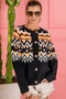 BiBi Ethnic Pattern Button Up Knit Cardigan