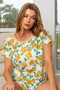 BiBi Rose Print Thermal Neck Binding Dolman Sleeves Top
