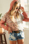BiBi Popcorn Waffle Knit Hoodie with Print Block Front