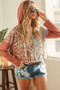 BiBi Popcorn Waffle Knit Hoodie with Print Block Front
