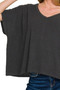 Zenana Ribbed V-Neck Short-Sleeve Knit Top