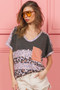 BiBi Leopard Stripe with Slub Terry Color Block T-Shirt