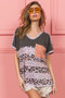 BiBi Leopard Stripe with Slub Terry Color Block T-Shirt