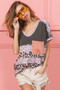 BiBi Leopard Stripe with Slub Terry Color Block T-Shirt