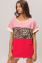 BiBi Leopard Printed Jersey  Color Block Roll Up