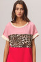 BiBi Leopard Printed Jersey  Color Block Roll Up