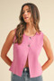 Annie Wear Metal Button Detail Crop Sweater Vest