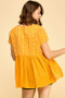 Lime 'N' Chili Embroidered Short Sleeve Pleated Babydoll Top