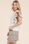 Lime 'N' Chili Ruffle Cap Sleeve Embroidered Eyelet Blouse