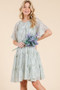 Lime 'N' Chili Ditsy Floral Print Sheer Ruffle Detail Mini Dress