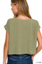 Zenana Woven Crinkle Gauze Crop Tee and Skirt Set
