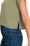 Zenana Woven Crinkle Gauze Crop Tee and Skirt Set