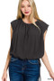 Zenana Woven Drawstring Tie Side Sleeveless Top
