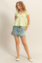 HYFVE Gingham Scoop Neck Cap Sleeve Blouse