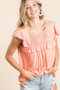BiBi Jersey Knit Gathered Top with Ruffles