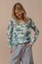 BiBi Variegated Tie Dye Rib V-Neck Top with Strapped
