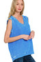 Zenana Double Gauze Raw Edge Acid Washed Tank