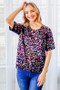 And The Why Leopard Foil Printed Half Sleeve Summer Sweater