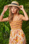 Davi & Dani Multi Smocked Bodice Geo Ruffle Strappy Midi Dress