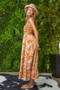 Davi & Dani Multi Smocked Bodice Geo Ruffle Strappy Midi Dress