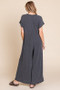 BOMBOM Rib Knit Jumpsuit with Button Detail