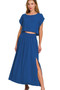 Zenana Heavy Woven Span Crop Tee & Skirt Set