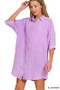 Zenana Washed Double Gauze Button Down Shirt Dress