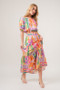 And The Why Puff Sleeve Elastic Edges Geo Printed Crop Top
