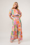 And The Why Puff Sleeve Elastic Edges Geo Printed Crop Top