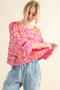 And The Why Cozy Textured Printed Casual Top