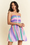 Davi & Dani Multi Color Ombre Printed Bodice Button Up Dress