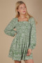 VERY J Printed Smocked Chest Boho Mini Dress