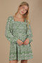 VERY J Printed Smocked Chest Boho Mini Dress