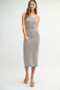 MABLE Multi Color Chevron Knit Bodycon Midi Dress