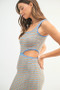 MABLE Multi Color Chevron Knit Bodycon Midi Dress
