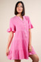 VERY J Plus Size Mineral Washed Woven Mini Dress