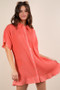 VERY J Pleated Detail Button Down Mini Dress