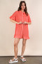 VERY J Pleated Detail Button Down Mini Dress