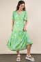 VERY J Printed V-Neck Resort Midi Dress