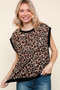 Haptics Leopard Print Dolman Cap Sleeve Knit Top